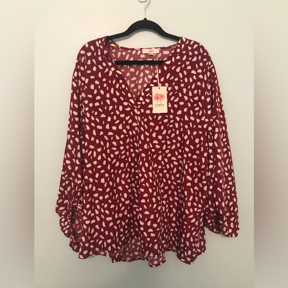 Entro Red and White Blouse